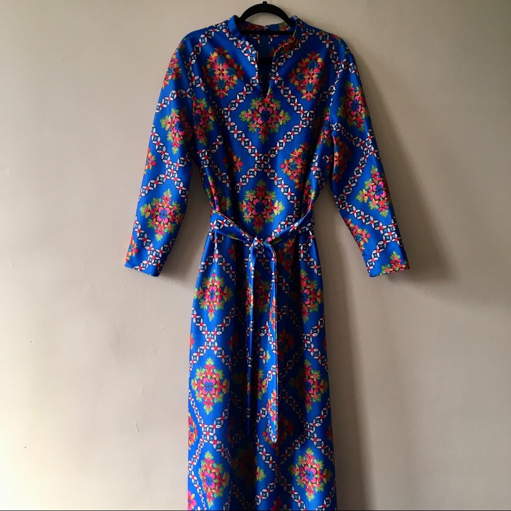 SOLD vintage Boho 70s hippie maxi dress L Checkaberry - Picture 4 of 8